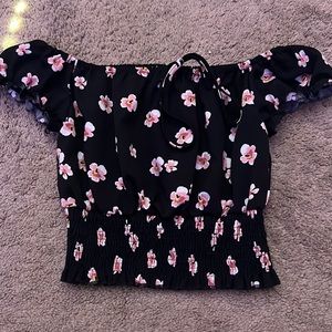 off the shoulder cropped shirt